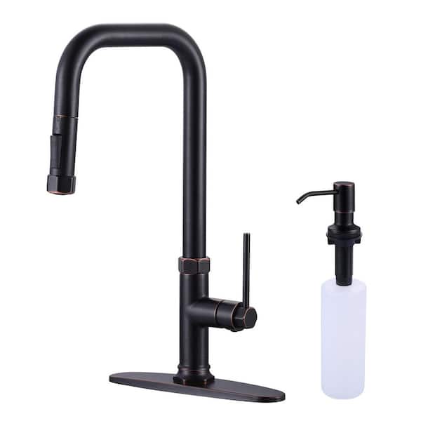 AVITAS Single Handle Pull Down Sprayer Kitchen Faucet with 27 in. Extend Pipe Stainless Steel in Oil Rubbed Bronze