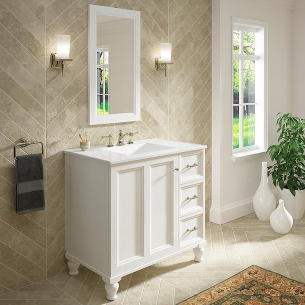Kohler K-99520-LGR Damask 36 Bathroom Vanity Cabinet - Linen White