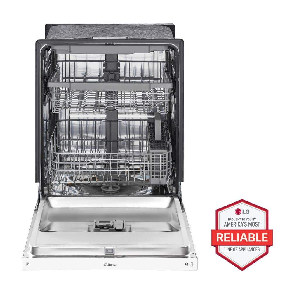 24" White Smart Front Control Dishwasher