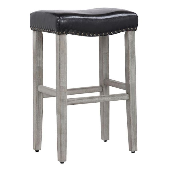 WESTINFURNITURE Jameson 29 in. Bar Height Antique Gray Wood Backless ...