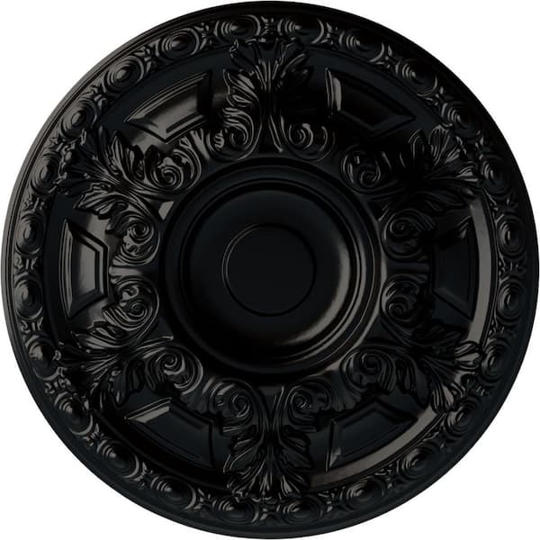 Ekena Millwork 23-1/2" x 2-3/4" Granada Urethane Ceiling Medallion (Fits Canopies upto 7-1/8"), Hand-Painted Jet Black