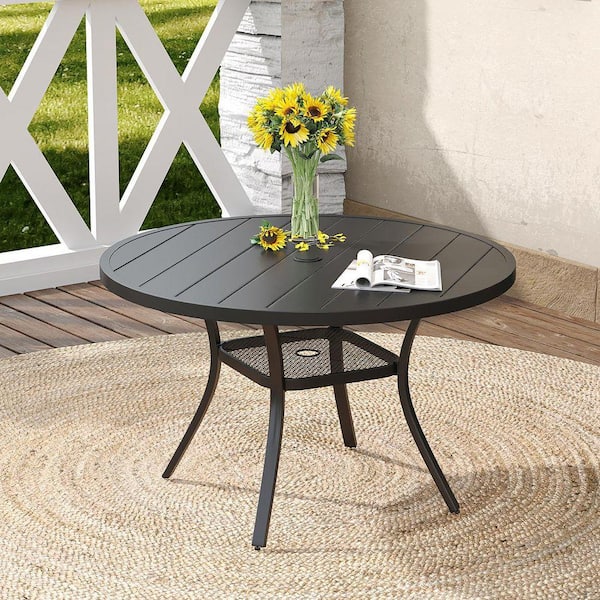 hard plastic patio table with umbrella hole Outsunny 36.25