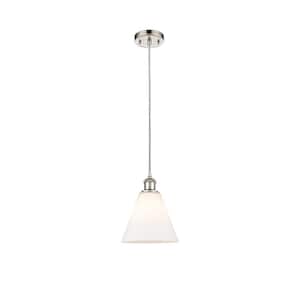 Berkshire 60-Watt 1-Light Polished Nickel Shaded Mini Pendant Light with Frosted Glass Frosted Glass Shade