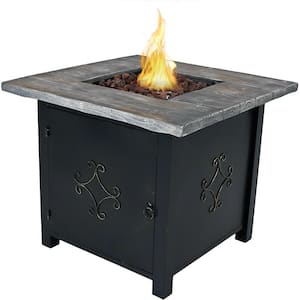 30 in. Square Propane Gas Fire Pit Table with Lava Rocks