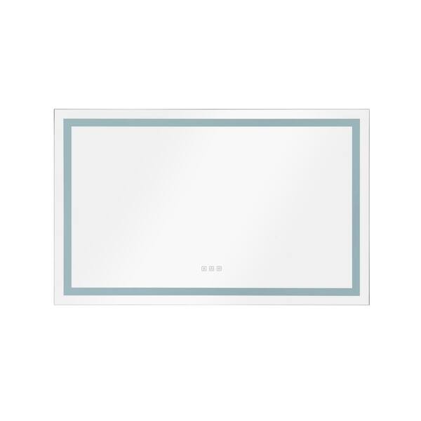 Unbranded 60 in. W x 36 in. H Large Rectangular Frameless Lighted Surface Wall Mount Mirror Bathroom Vanity Mirror in White