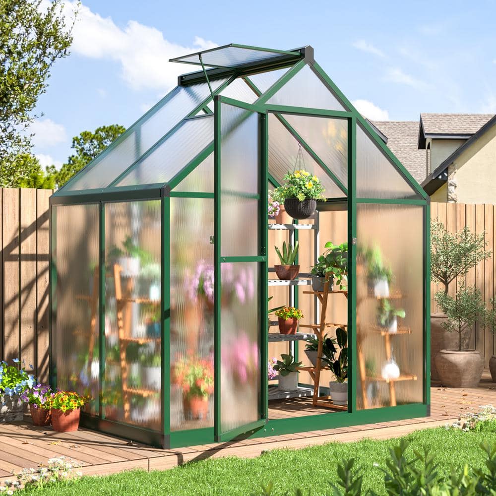 VIWAT 6 ft. W x 4 ft. D Greenhouse for Outdoors, Polycarbonate