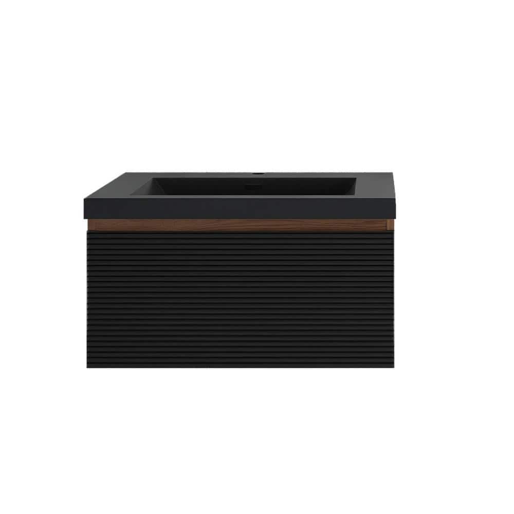30 in. Wall-Mounted Mature oak Bath Vanity with Matte Black Cultured Marble Top Unassembled price history on PriceWatchPro