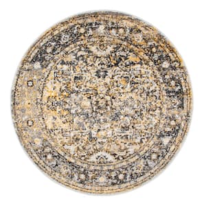 Persian Vintage Raylene Gold 4 ft. x 4 ft. Round Area Rug