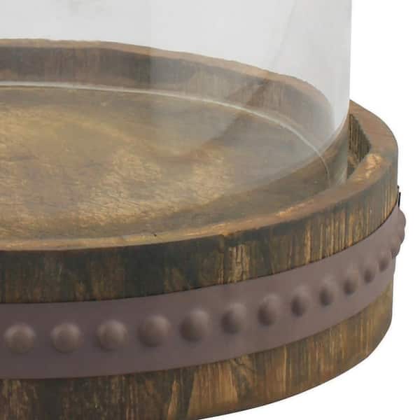 glass dome and base base - Silver Leaf Brown