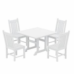 Hayes HDPE Plastic All Weather Outdoor Patio Armless Slat Back Dining Side Chair in White