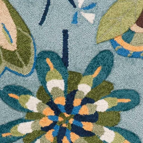 2 ft. x 3 ft. Blue Floral Hand Carved Handmade Area Rug