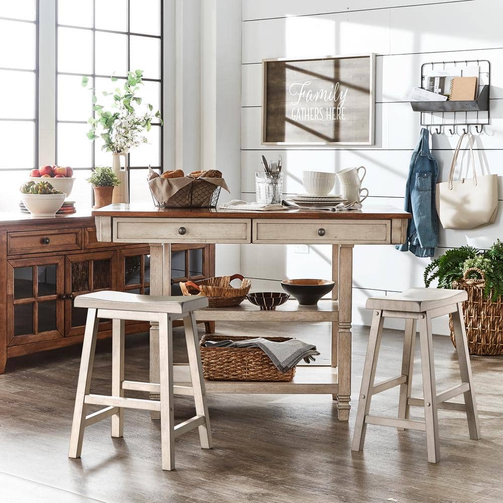 Antique Black 2-Tone Kitchen Island Buffet - thumbnail 8