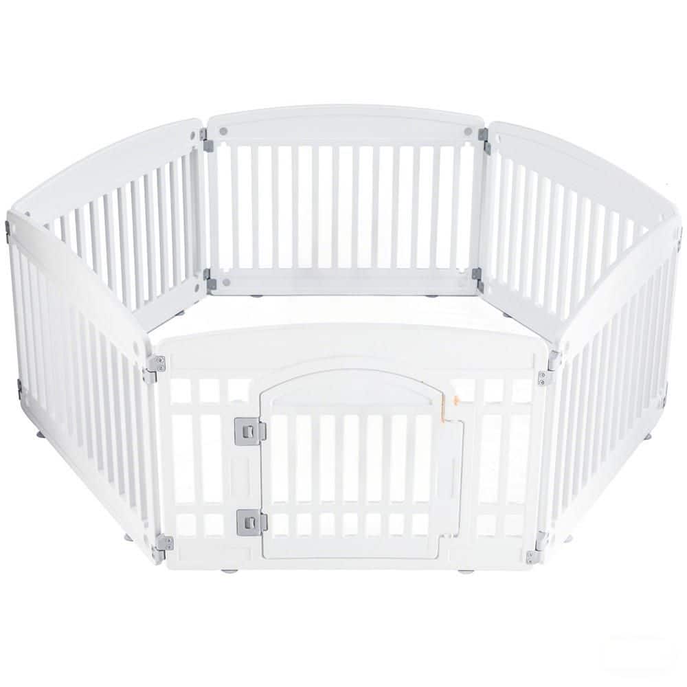 Dog Playpen, 24 in. H 6-Panels Fence Indoor Outdoor Plastic Foldable Dog Ke