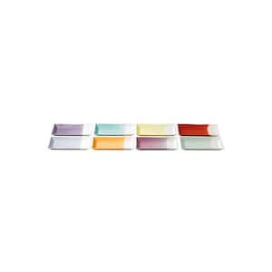 RD 1815 Assorted Colors 9.8 in.W x 1 in. H x 4.5 in. D Porcelain Tapas Serving Tray Set (8-Piece Set)