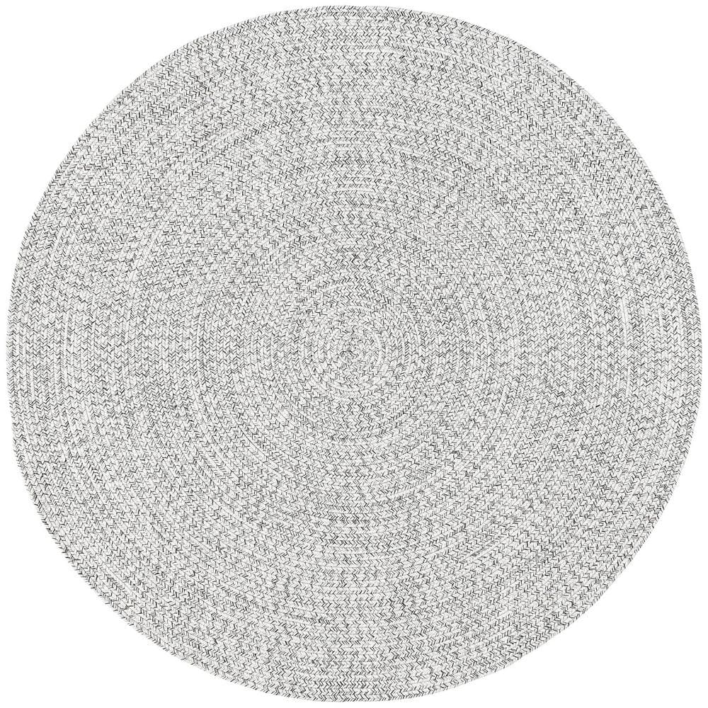 White Polypropylene 5 ft. x 5 ft. Solid Color Indoor Round Area Rug