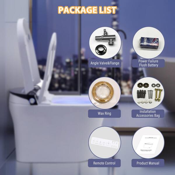 CASAINC Elongated Electric Smart Bidet Toilet with Auto Open, LED Display, and Warm Water Wash