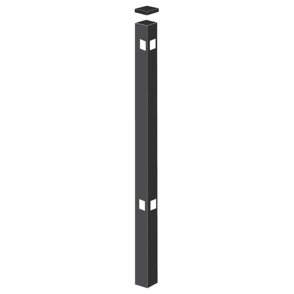 Barrette 2 in. x 2 in. x 70 in. Aluminum Black Fence Corner Post Black