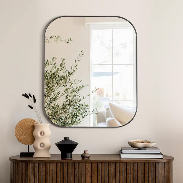Trielle 36 in.W x 30 in. H Rectangular Aluminum Framed Wall Mounted Bathroom Vanity Mirror in Gunmetal