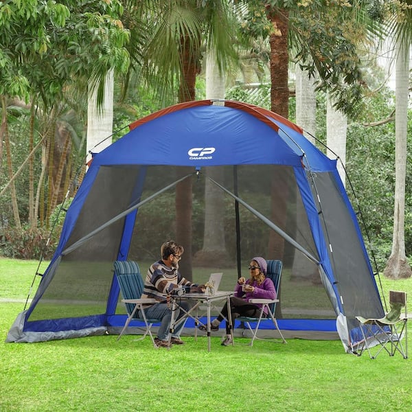 Cesicia Outdoor 10 ft. x 10 ft. x 86 in. 3-Person Navy Blue Fabric Camping Tent Screened Mesh Net