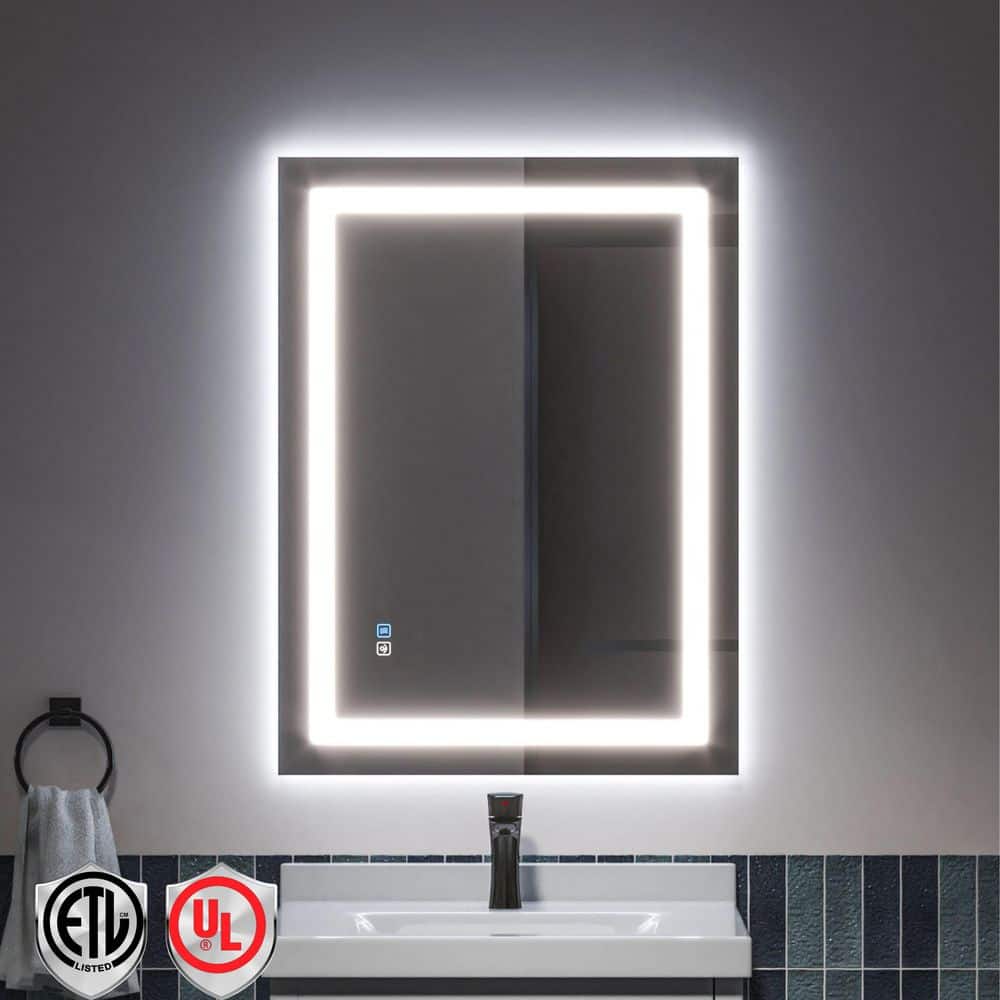 24 in. W x 32 in. H Rectangular Frameless LED Light Anti-Fog Bathroom Wall Mirror with Backlit and Front Light price history on PriceWatchPro