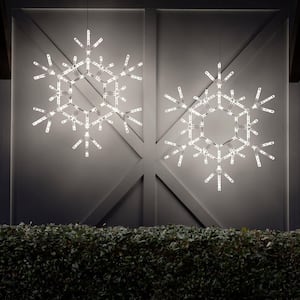 36 in. 105-Light LED Cool White Folding Twinkle Snowflake Decoration