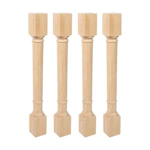 35.25 in. x 3.75 in. Unfinished Solid North American Hardwood Traditional Full Round Kitchen Island Leg (4-Pack)