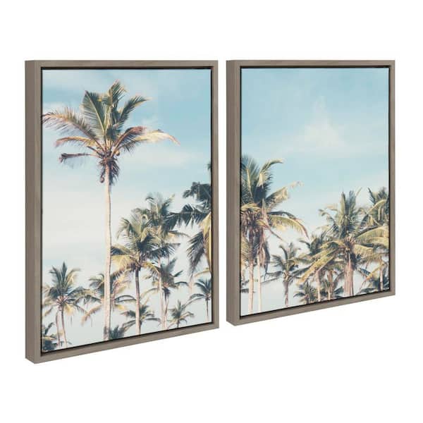 Kate and Laurel Sylvie Coastal Coconut Palm Tree Beach by the Creative Bunch Studio 2-Piece Framed Art Print 18 in. x 24 in.