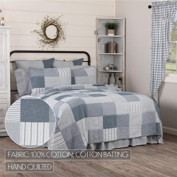 The Farmhouse Lt Blue Plaid cotton quilt factory !