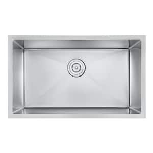 Handmade Stainless steel 32 in Single Bowl Scratch-Resistant Nano Undermount Kitchen Sink with Strainer