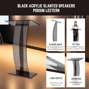 Black Acylic Slanted Speakers Podium Lectern Standing Desk