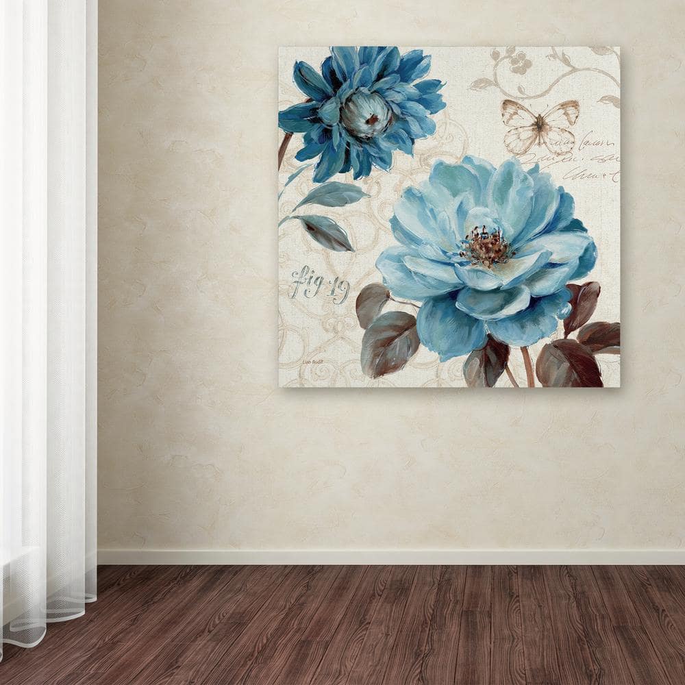 A Blue Note III 24'' x 24'' Blue Floral Canvas Painting