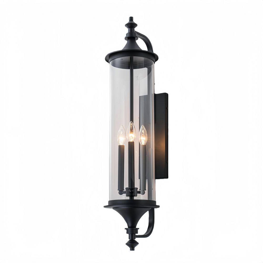 Luminex 3-Light Sand Black Cylinder Outdoor Sconce-32.7 in., Hardwired price history on PriceWatchPro
