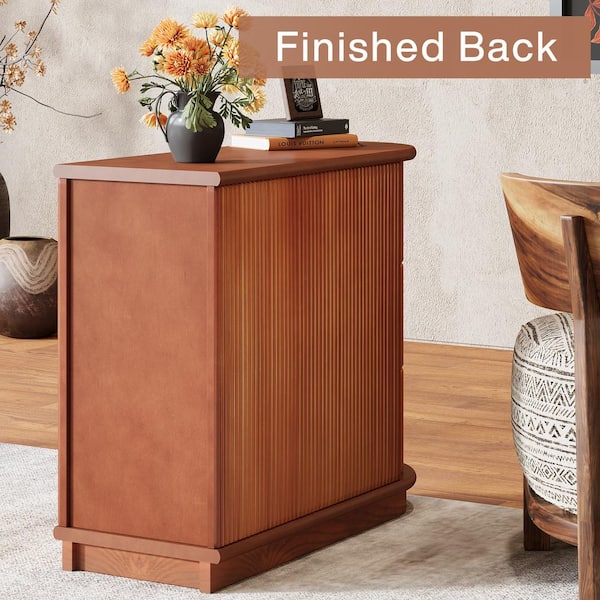 BYBLIGHT Eric 24 in. Walnut Solid Wood End Table Set of 2, 3