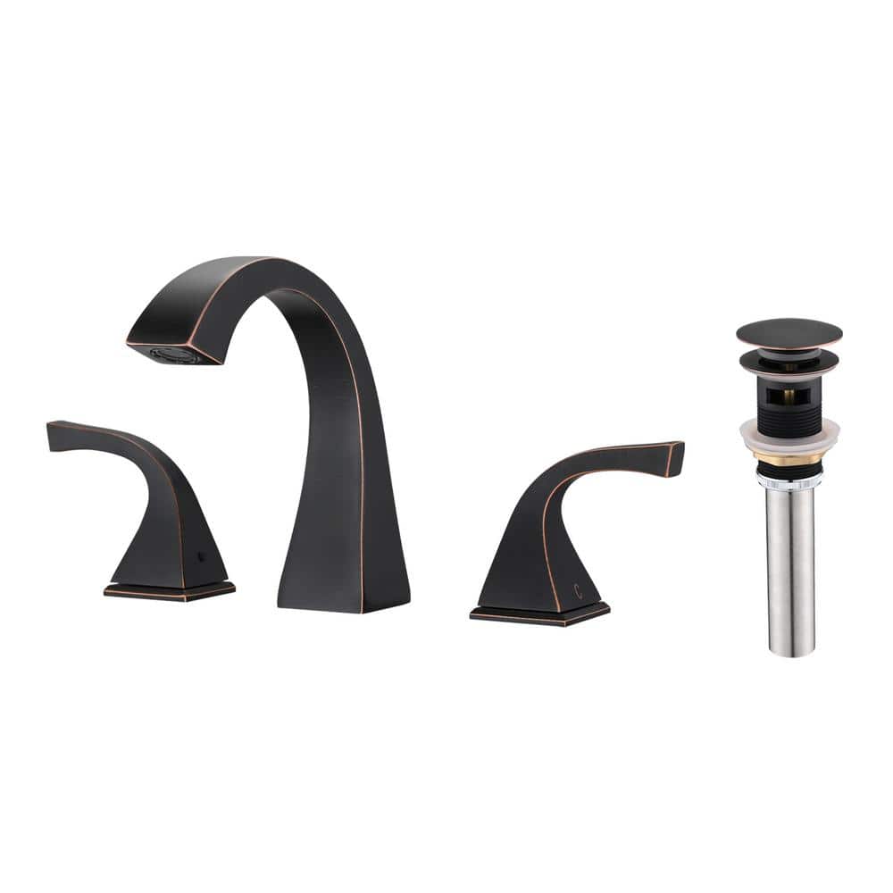 Deck Mount Double Handles Bathroom Faucet, 8 in. Widespread 3 Hole Bathroom