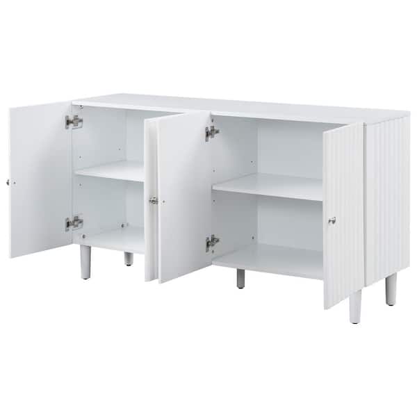 COWLOWN 58.1 in. W x 16.6 in. D x 32.1 in. H Bathroom White Linen Cabinet