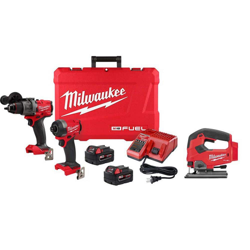 M18 FUEL 18-V Lithium-Ion Brushless Cordless Hammer Drill and Impact Driver Combo Kit (2-Tool) with Jigsaw -  Milwaukee, 3697-22-2737