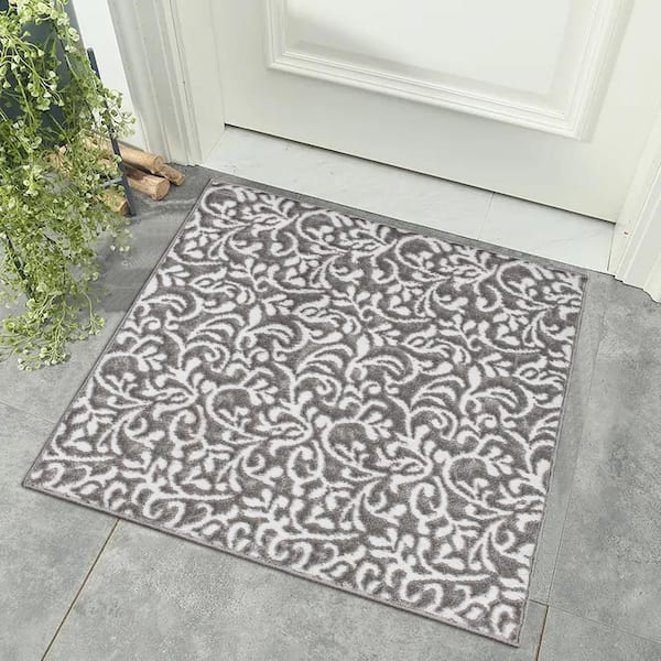 THE SOFIA RUGS Sofihas Indoor Mat Set Floral Non-Slip 30x30in Washable  Modern Indoor Standing Mats, Gray D-MAT-61B-GR - The Home Depot