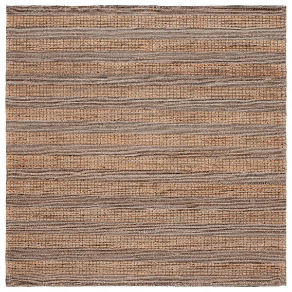Natural Fiber 7 ft. x 7 ft. Square Natural/Brown Striped Marle Area Rug