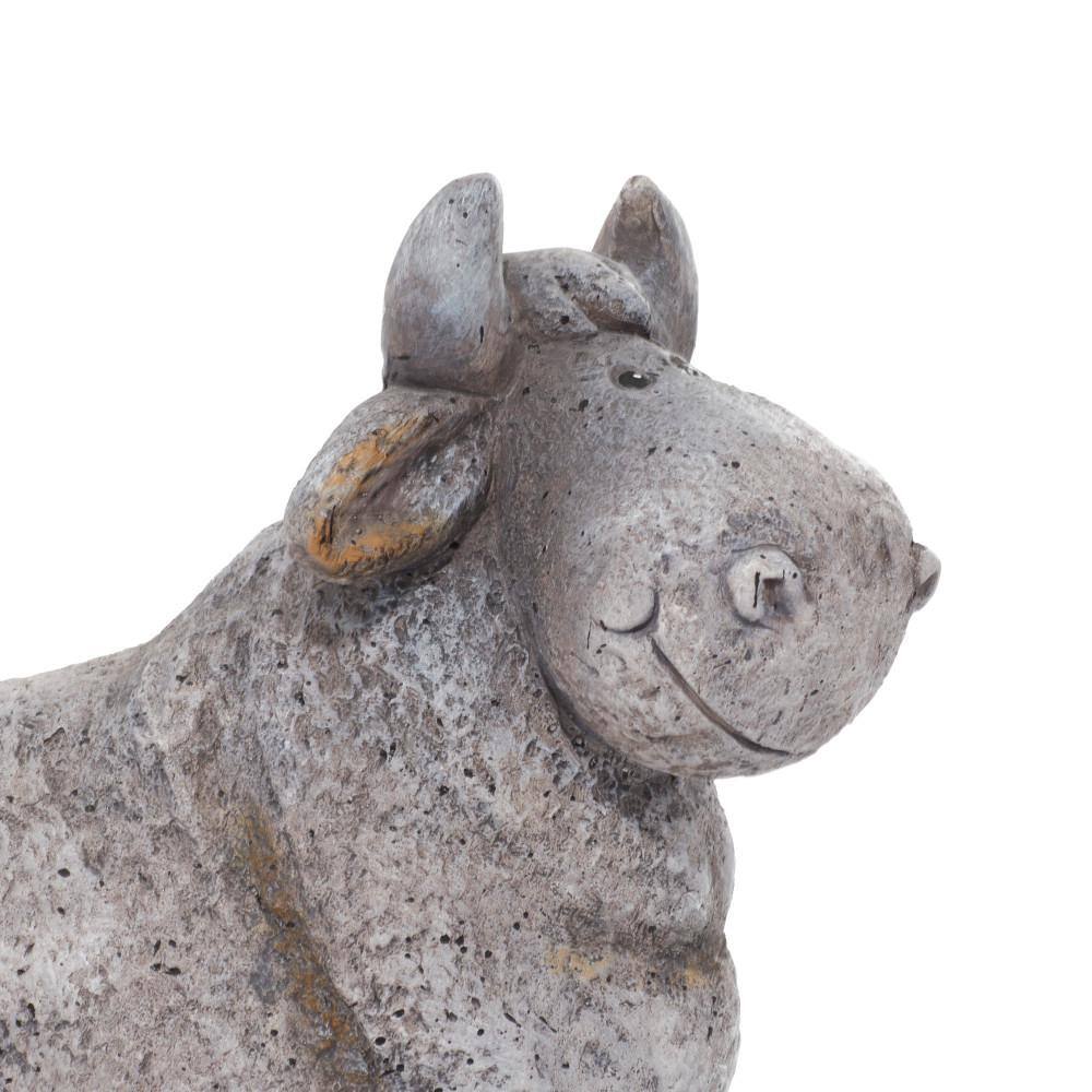 Gray Textured Polystone Indoor Outdoor Cow Garden Sculpture