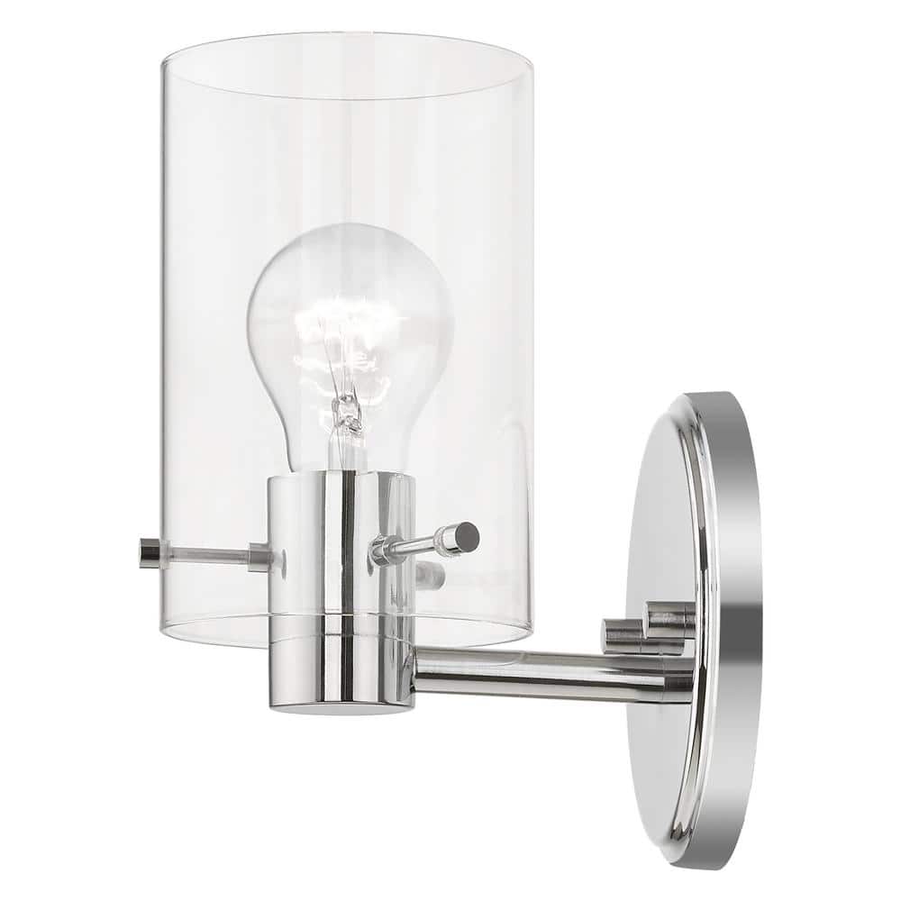 Polished Chrome Clear Glass Single Light Sconce