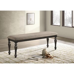Bridget Stone Brown and Charcoal Sandthrough Upholstered Dining Bench 54 in .