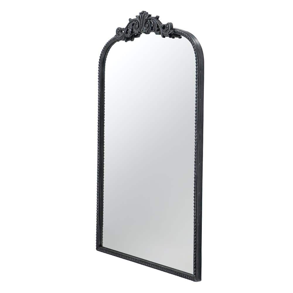 Black 24 in W x 36 in. H Mid century lrregular MDF And Glass Framed Mirror 