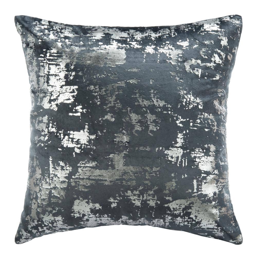 Edmee 20" Blue and Silver Metallic Square Pillow