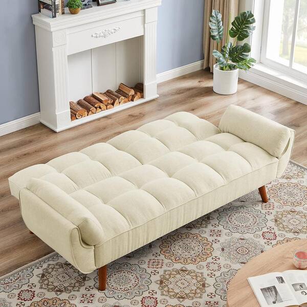 Fabric Upholstered Convertible Futon w/ Rounded Armrests, 2