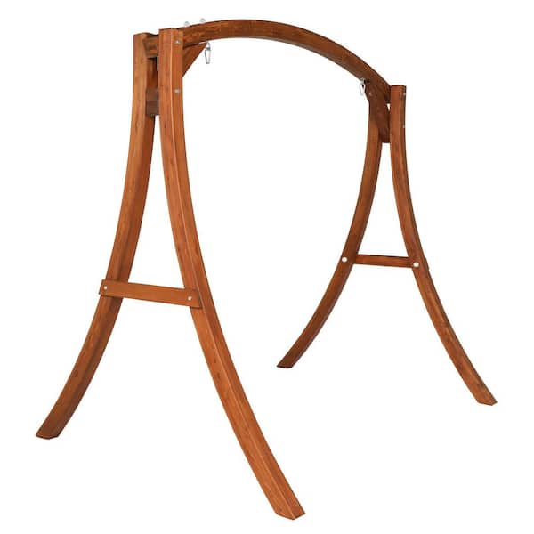Winado 80 in. 3-Person Wood Patio Swing Stand