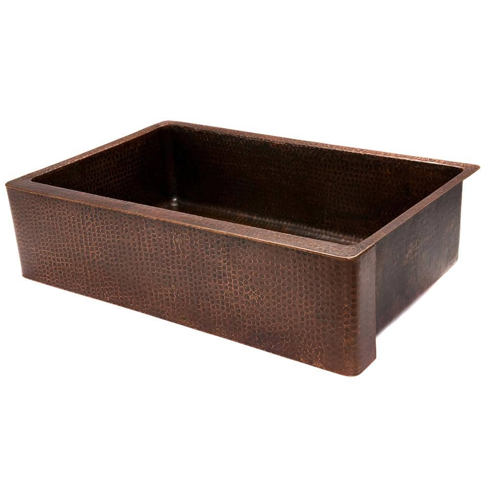35" Hammered Copper Farmhouse Drop-in Kitchen Sink
