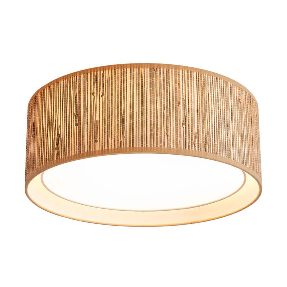 MLiAN 15.7 in. 3-Light Flush Mount with Fabric Shade and No Bulbs