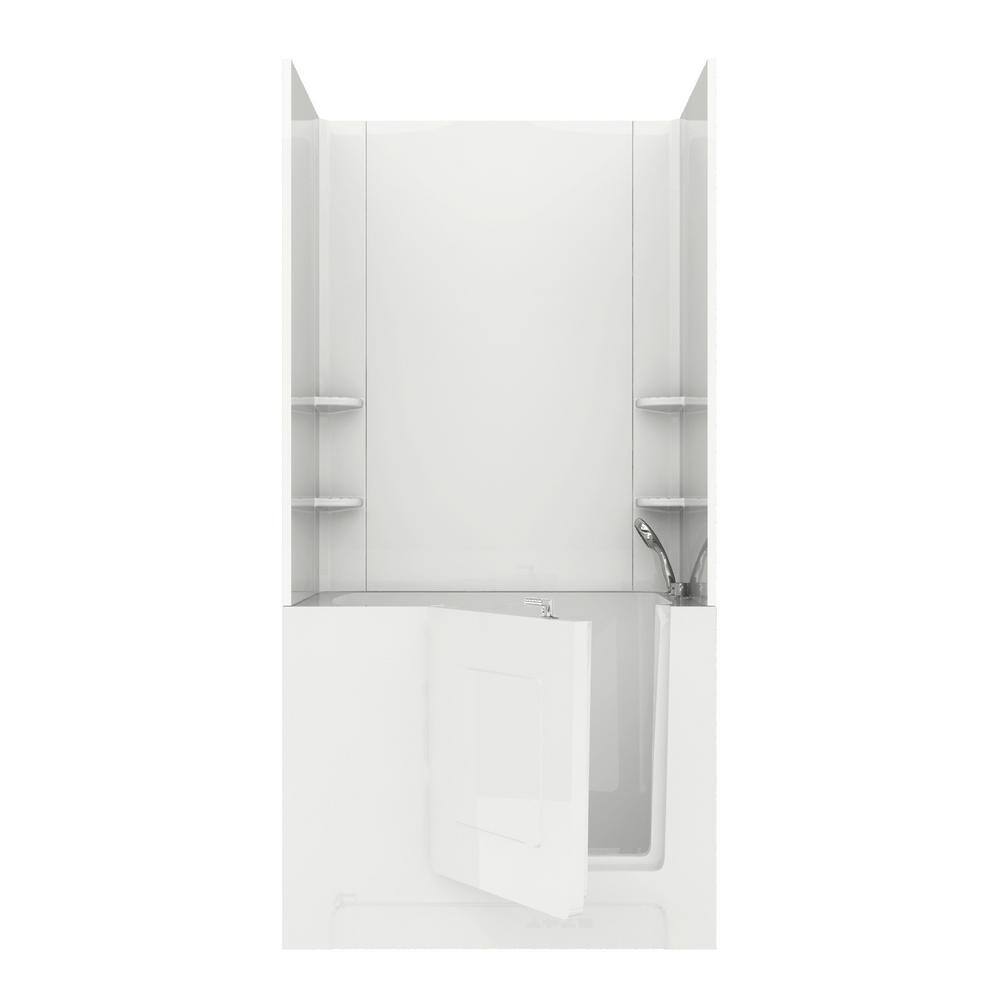 Rampart 4 ft. Walk-in Whirlpool Bathtub with Flat Easy Up Adhesive Wall Surround in White price history on PriceWatchPro