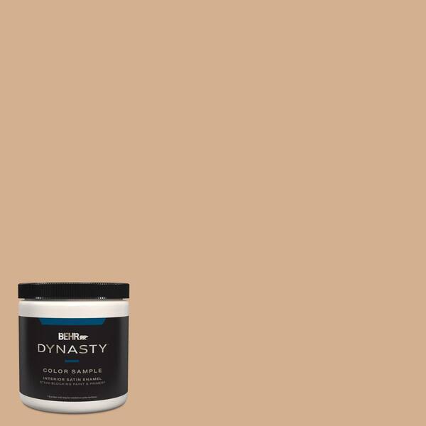 BEHR DYNASTY 8 oz. #MQ2-04 Butterscotch Amber One-Coat Hide Satin Enamel Stain-Blocking Interior/Exterior Paint & Primer Sample
