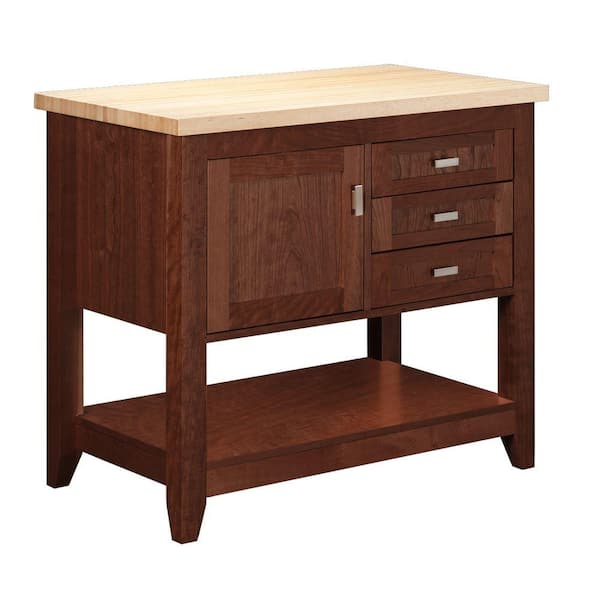 Strasser Woodenworks Tuscany 42 in. Kitchen Island in Chocolate Cherry with Maple Top